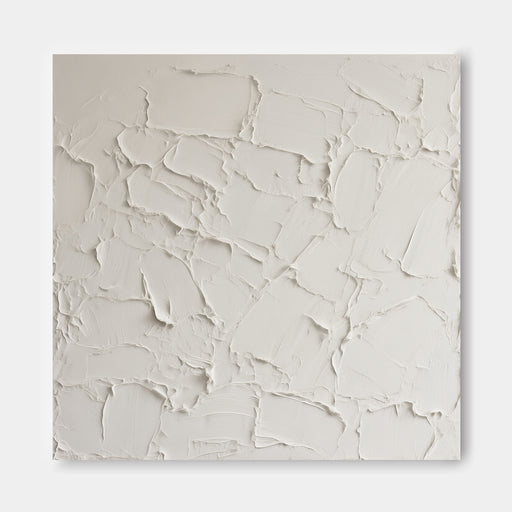 The image is a plain white surface with a textured, uneven appearance, resembling a wall or a canvas.