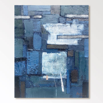 Abstrakt maleri "Armonía Azul"