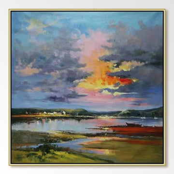 Abstrakt maleri "Crépuscule Éternel"