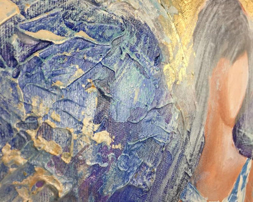 Engleagtigt abstrakt maleri - Blød pastel lærredskunst af skytsengel - Spirituel vægkunst til fredelig bolig- eller børneværelsesindretning
