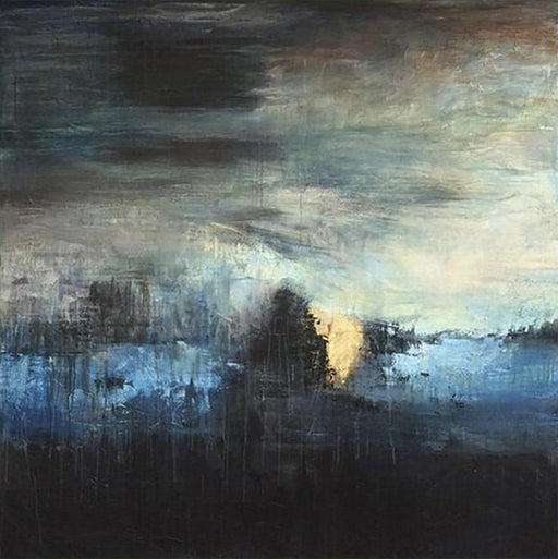 Marinemaleri Originalt oliemaleri Mørkeblå vægkunst Abstrakt sort maleri Tekstureret kunst Moderne vægkunst Indrammet kunst Boligindretning