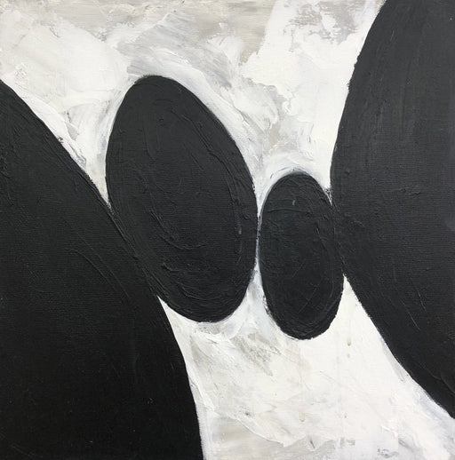 Moderne sort-hvidt abstrakt maleri - Minimalistisk tekstureret lærredskunst, monokrom vægdekoration, håndlavet kunst til moderne rum