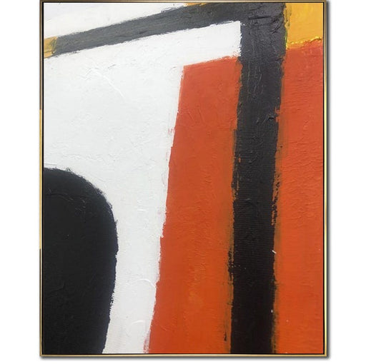 Moderne abstrakt maleri rød, sort-hvid vægkunst geometrisk maleri tekstureret minimalistisk lærred moderne bolig- eller kontorindretning