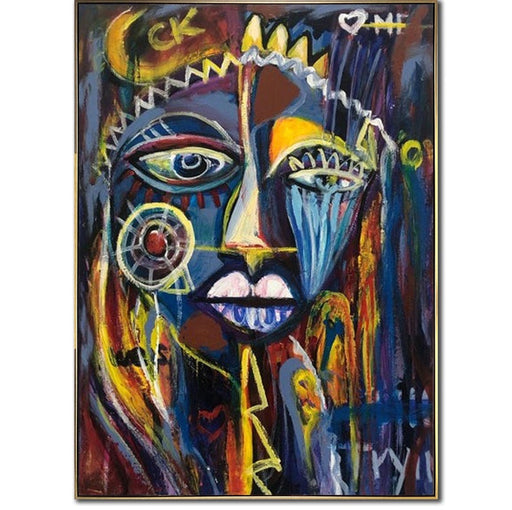 Abstrakt farverigt maleri på lærred Figurativ vægkunst Avantgarde-kunst 40x30 kunst Abstrakt kvindeansigt vægkunst