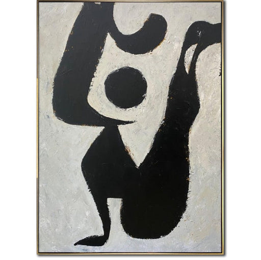 Abstract Geometric Shapes Paintings On Canvas Modern Black and White Textured Art Monochrome Contemporary Wall Decor for Home Decor