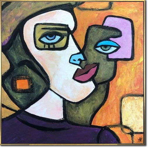 Originale moderne kubistiske portrætmalerier på lærred Farverige abstrakte ansigter Kunst Moderne vægkunst Akrylmaleri til vægdekoration i hjemmet