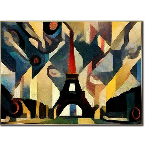 Abstrakt Eiffeltårnmaleri Pariser Tårnmaleri Urban Scene Kunst Moderne Vægkunst Farverig Vægkunst Original Kubistisk Maleri Kunst Indrammet