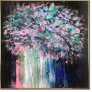 Blomstervægkunst Oliemaleri Originalt maleri Stor farverig naturvægkunst Indrammet kunst Moderne kunst Lærredskunst Stuevægkunst