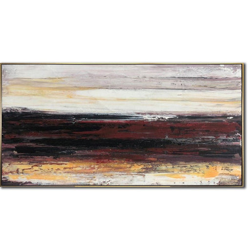 Landskabsmaleri Rød og sort kunst Abstrakt landskab Horisont Illusion Fredfyldt solnedgangskunst Samtidskunst Stue Vægkunst