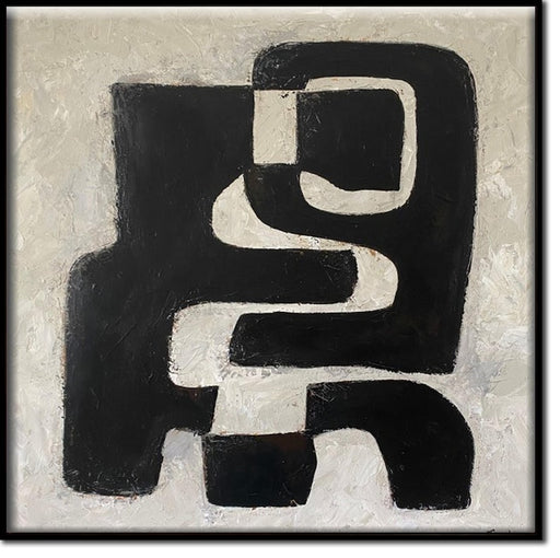 Minimalistisk kunst Geometriske malerier Sorte og beige malerier på lærred Moderne vægkunst Tekstureret oliemaleri Stueindretning