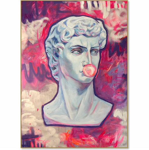 Abstrakt popkunstmaleri figurative malerier på lærred graffiti moderne kunst neonlyserød oliemaleri gadekunst indrammet vægkunst
