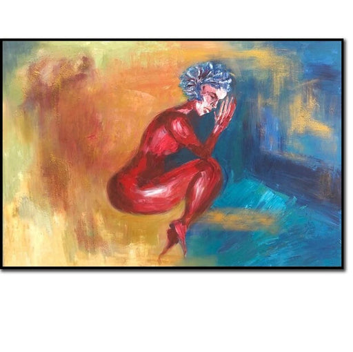 Moderne vægkunst Farverigt maleri Figurativt maleri Kvindeportræt Følelsesladet abstrakt kunst Overdimensioneret vægkunst Originalt kunstværk Specialfremstillet kunst