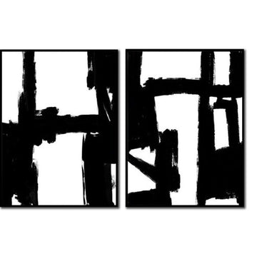 Sæt med 2 sort-hvide abstrakte malerier på lærred kunst levende oliemaleri moderne vægkunst abstrakt moderne kunst akryl vægdekorationskunst