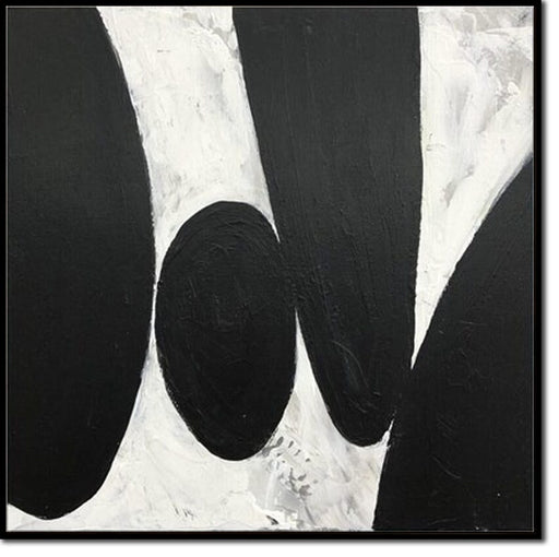 Sort-hvid abstrakt maleri minimalistisk kunst tekstureret vægkunst monokrom vægdekor håndlavet kunst til moderne interiør stue