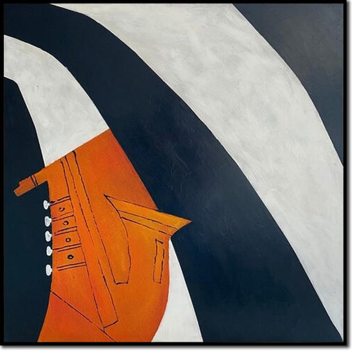Abstract Trumpet Paintings On Canvas Modern Geometric Figures Art Black And White Painting Musical Instrument Artwork Wall Decor for Home