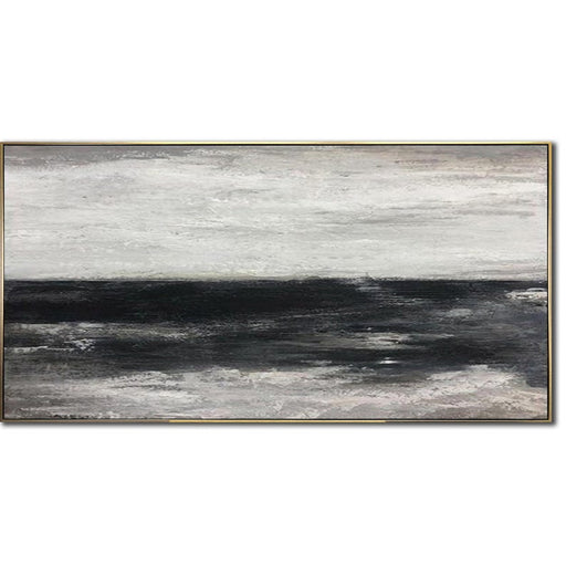 Landskabsmaleri Sort-hvide malerier på lærred Abstrakt maleri Minimalistisk kunst Moderne oliemaleri Vægkunst Hjem Vægdekoration