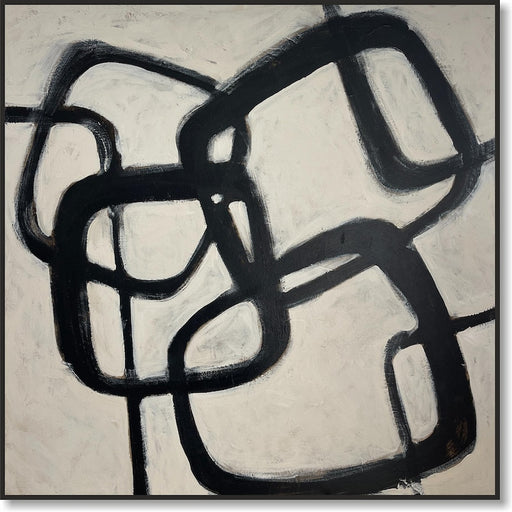 Abstract Wabi-Sabi Art Black and White Japandi Square with Rounded Edges Paintings Modern Textured Minimalist Art Custom Oil Wall Decor