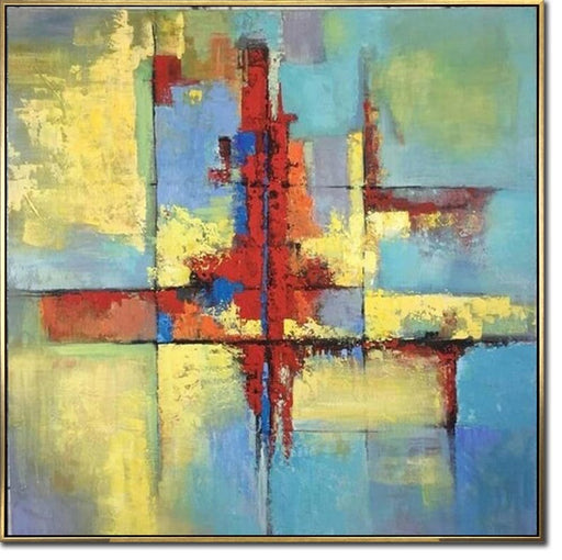 Farverigt abstrakt maleri Moderne vægkunst Overdimensioneret vægkunst Indrammet kunst Samtidskunst Tekstureret vægkunst Original kunst Stuekunst