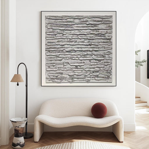 Original Grey Textured Abstract Oil Painting Handcrafted Sculptural Layered CanvasArt Minimal Relief Wall Decor for Modern Organic Interiors