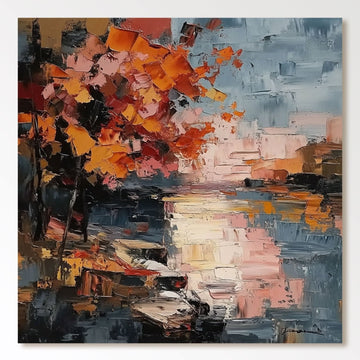 Minimalistisk gipskunst "Crépuscule de Feu"