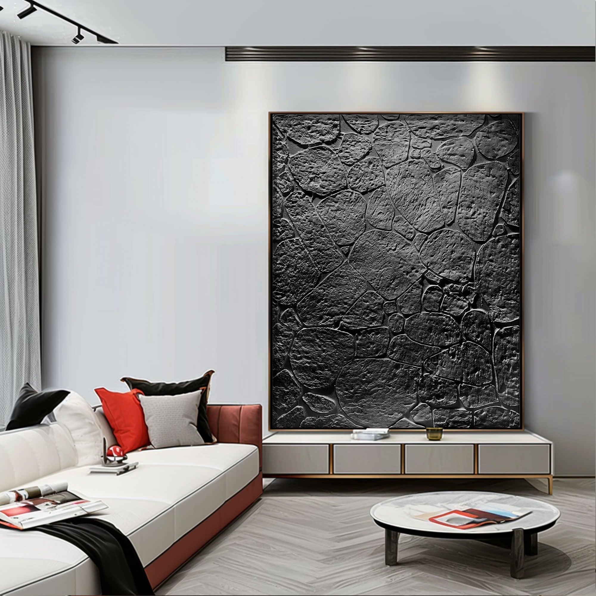 Wabi Sabi Painting "Zwarte Steen“