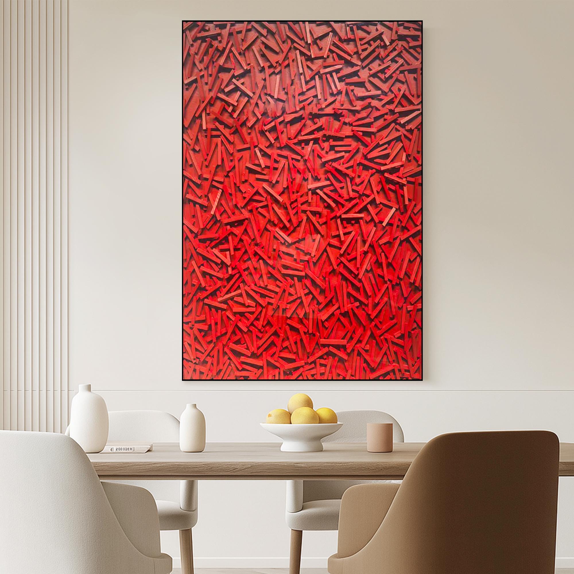 Original Red Abstract Textured Oil Painting on Canvas | Modern Geometric Wall Art for Living Room Decor | Bold Handmade Statement Artwork