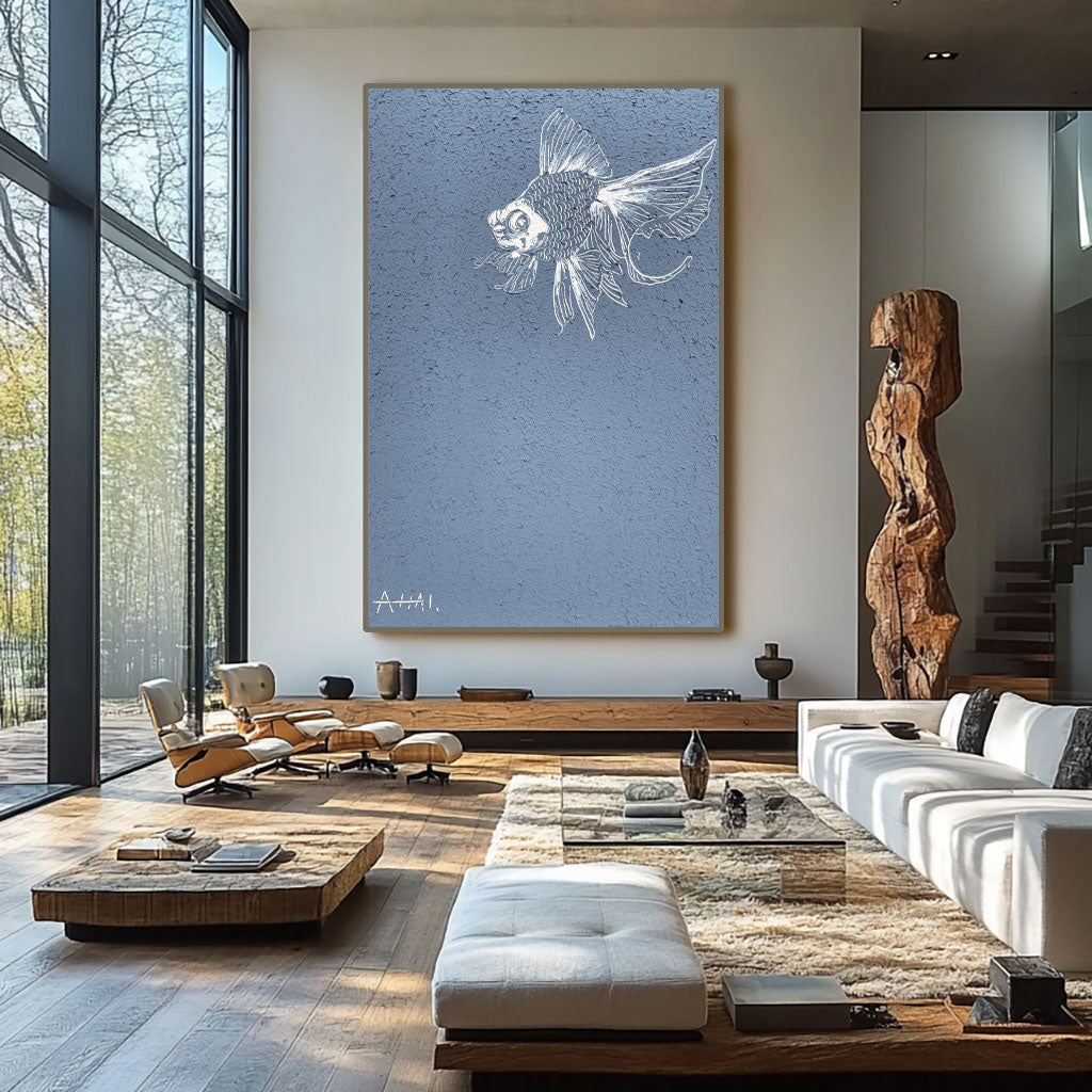 Abstract Painting "Samotny Ryba”