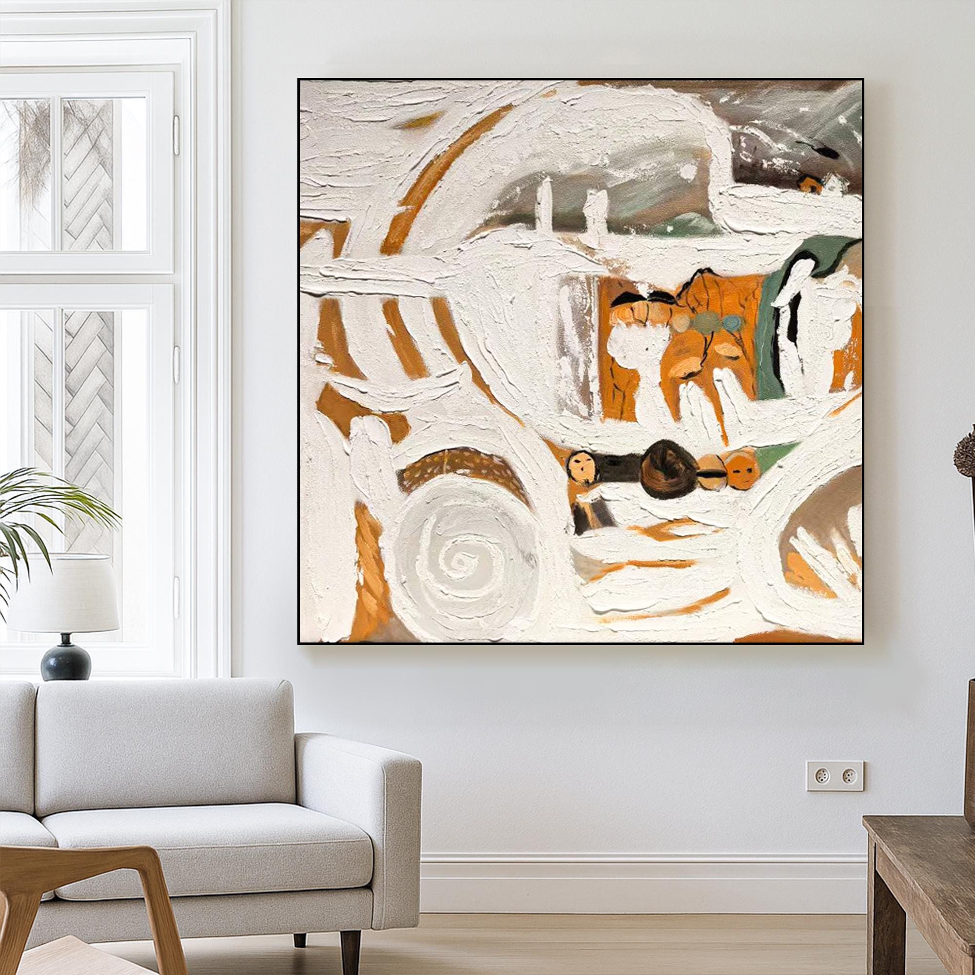 Textured Abstract Expressionist Oil Painting | Earth Tone Thick Impasto Art on Canvas | Original Handmade Emotional Wall Decor
