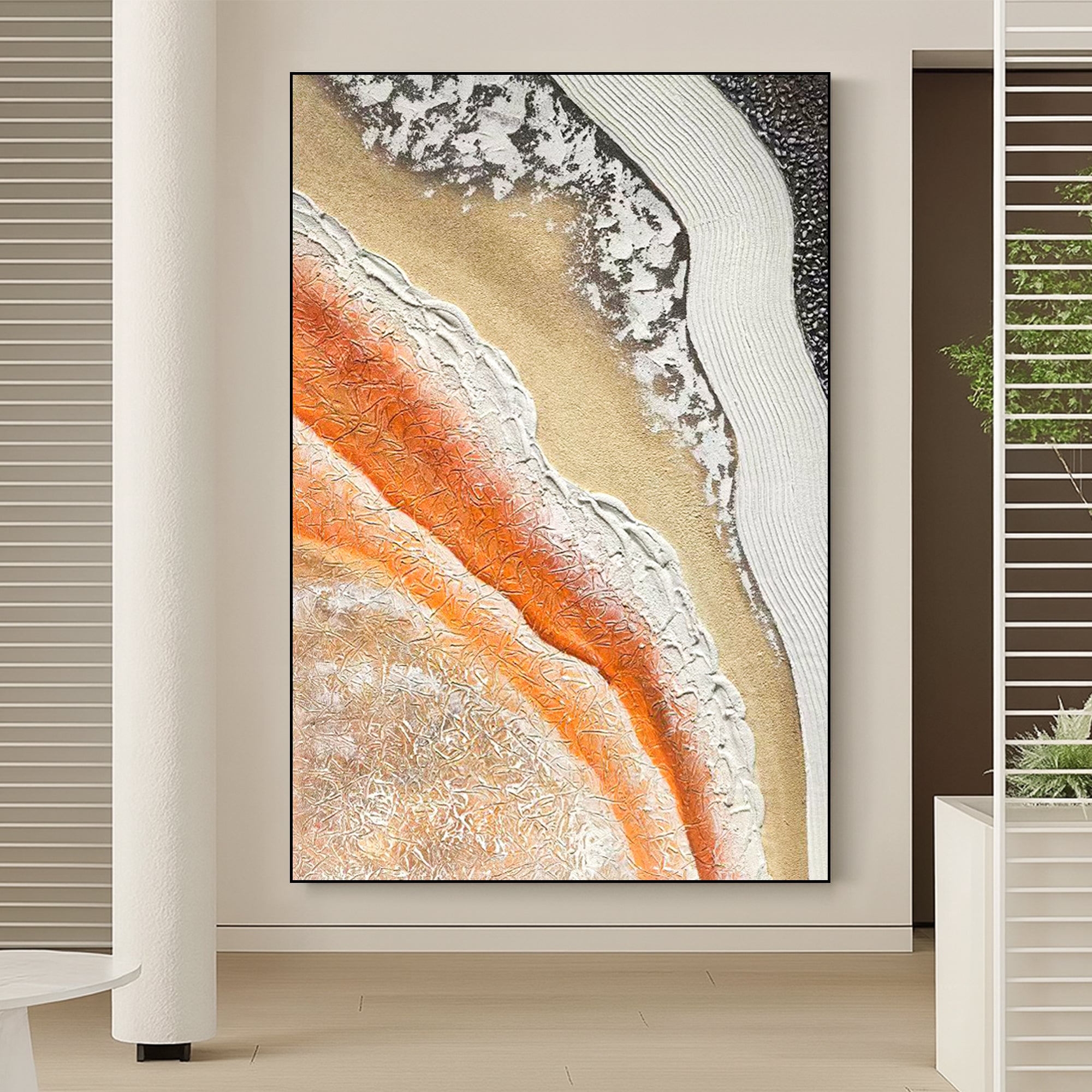 Textured Abstract Wall Art Original Hand Painted Canvas | Earth Tone Geode Inspired Painting | 3D Organic Landscape Art for Modern Decor
