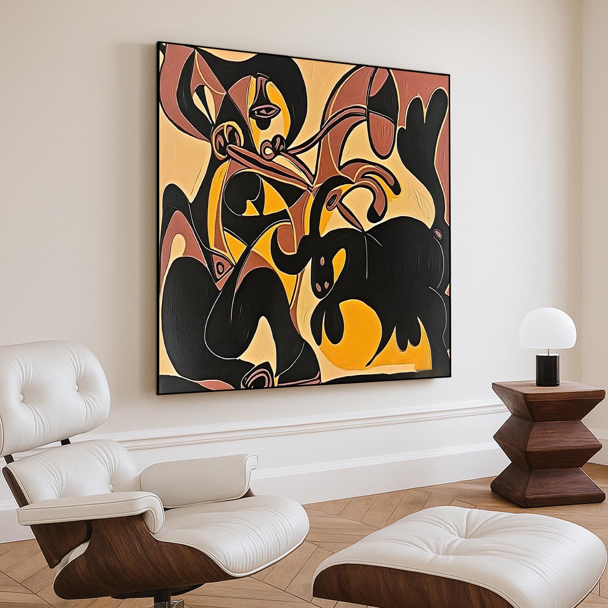 Expressionist Abstract Animal Painting on Canvas, Warm Earth Tone Figurative Wall Art, Bold Original Oil Artwork for Eclectic Modern Decor