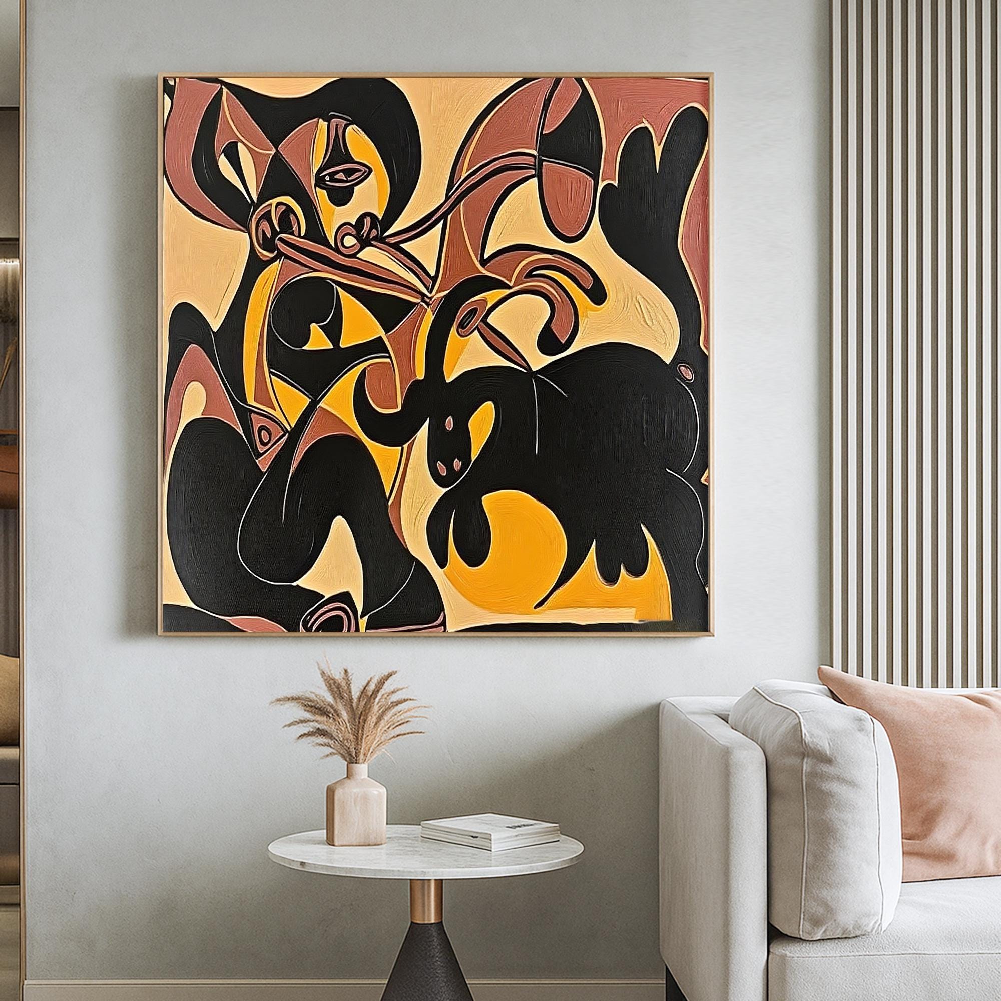 Expressionist Abstract Animal Painting on Canvas, Warm Earth Tone Figurative Wall Art, Bold Original Oil Artwork for Eclectic Modern Decor