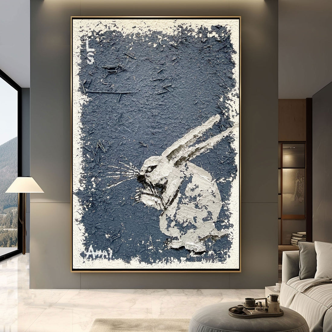 Abstraktes Gemälde „Królik w Ciemności“