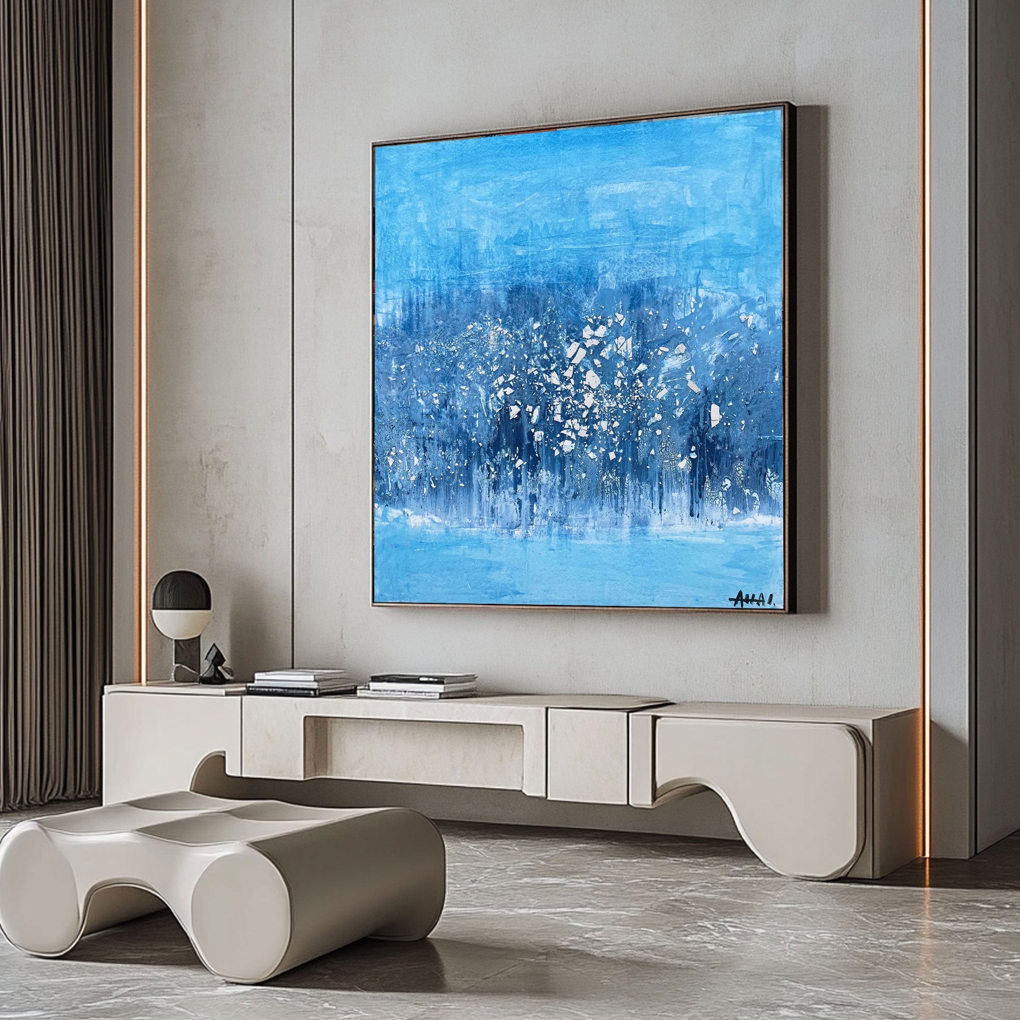 Abstract Painting "Blå Drömverden”
