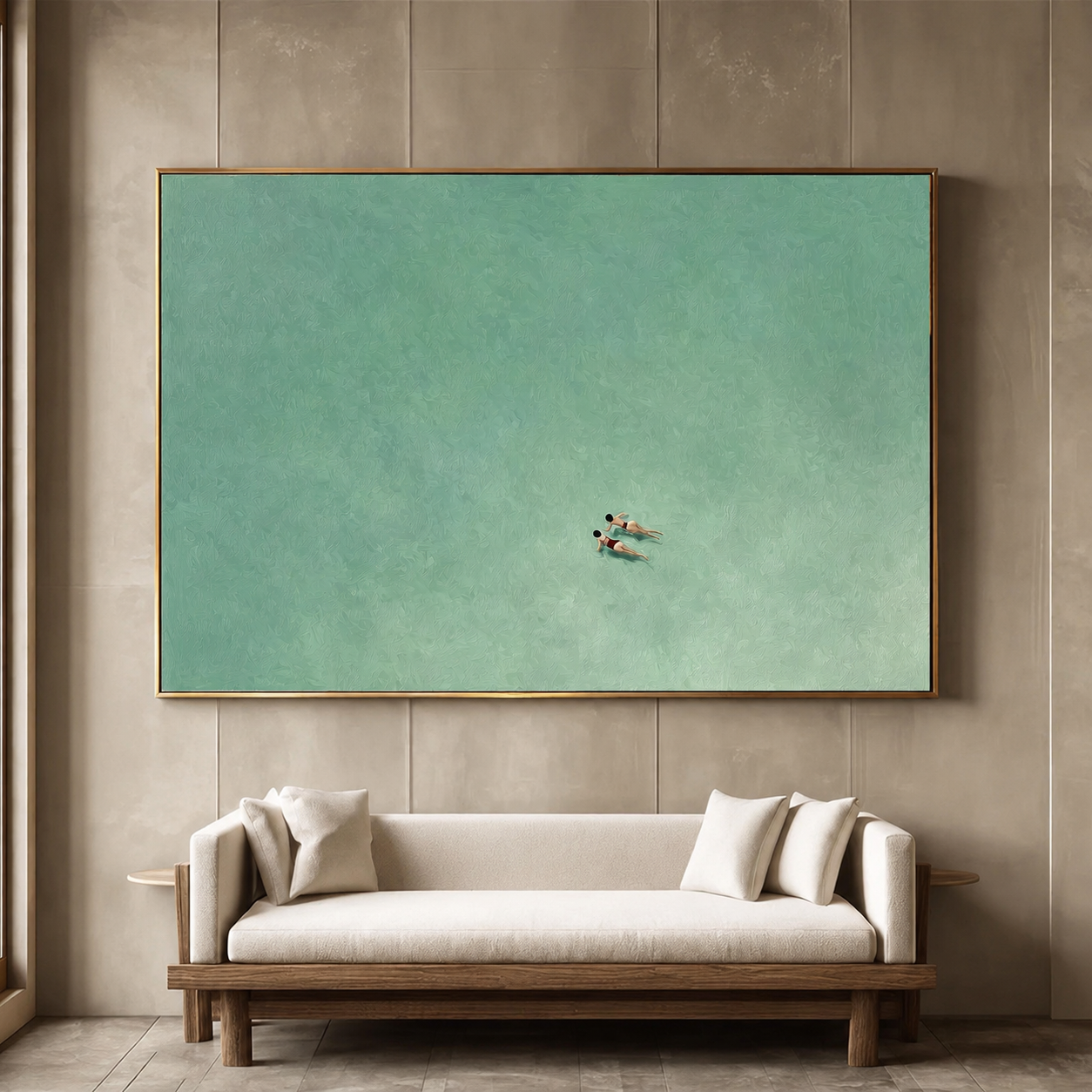 Vintage Impressionist Two Girls Swimming Art