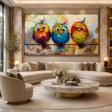 Colorful Birds Oil Painting