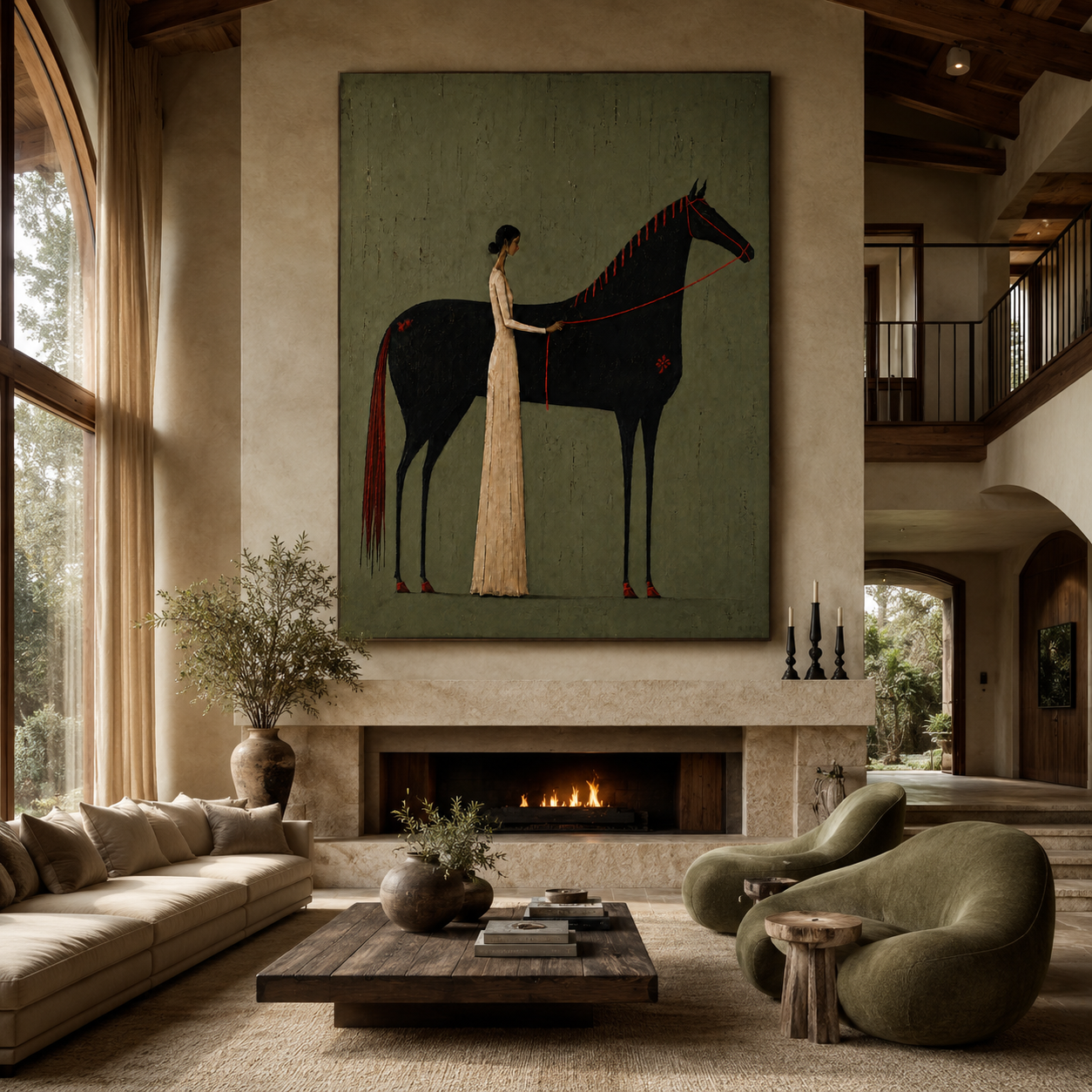 Abstract Woman Horse Rider Oil Painting