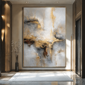 Beige Gray Gold Abstract Painting