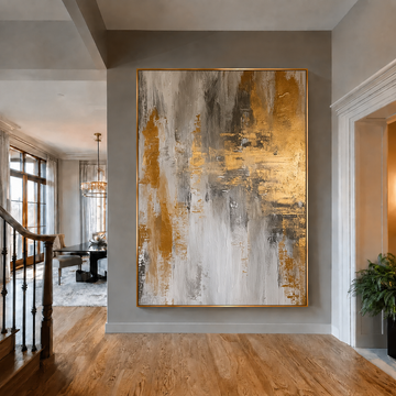 Gold Gray Abstract Textured Canvas