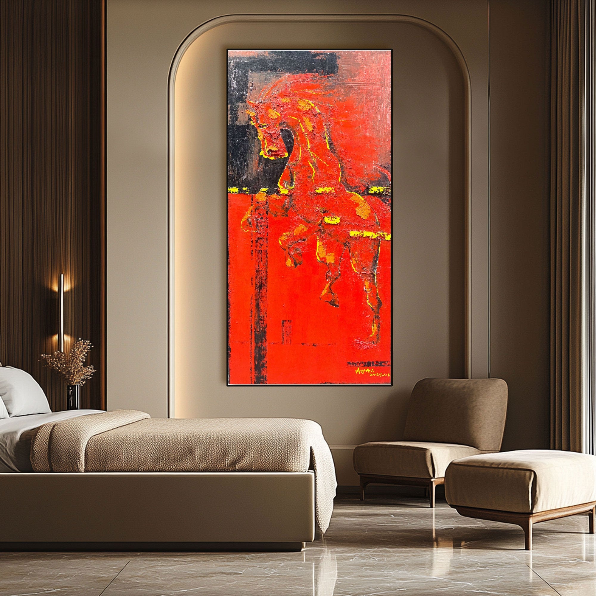 Abstract Painting "R?dhetens Kraft"
