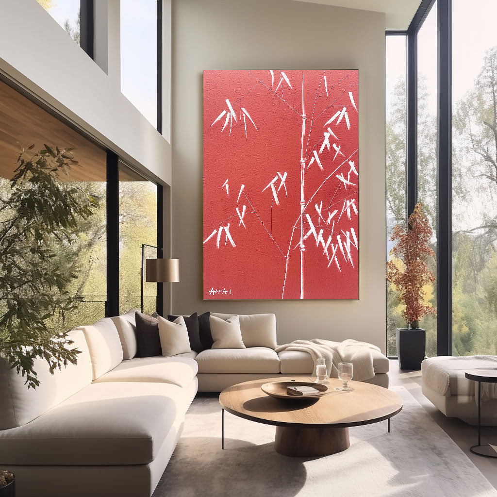 Abstract Painting "Röda Bambu”