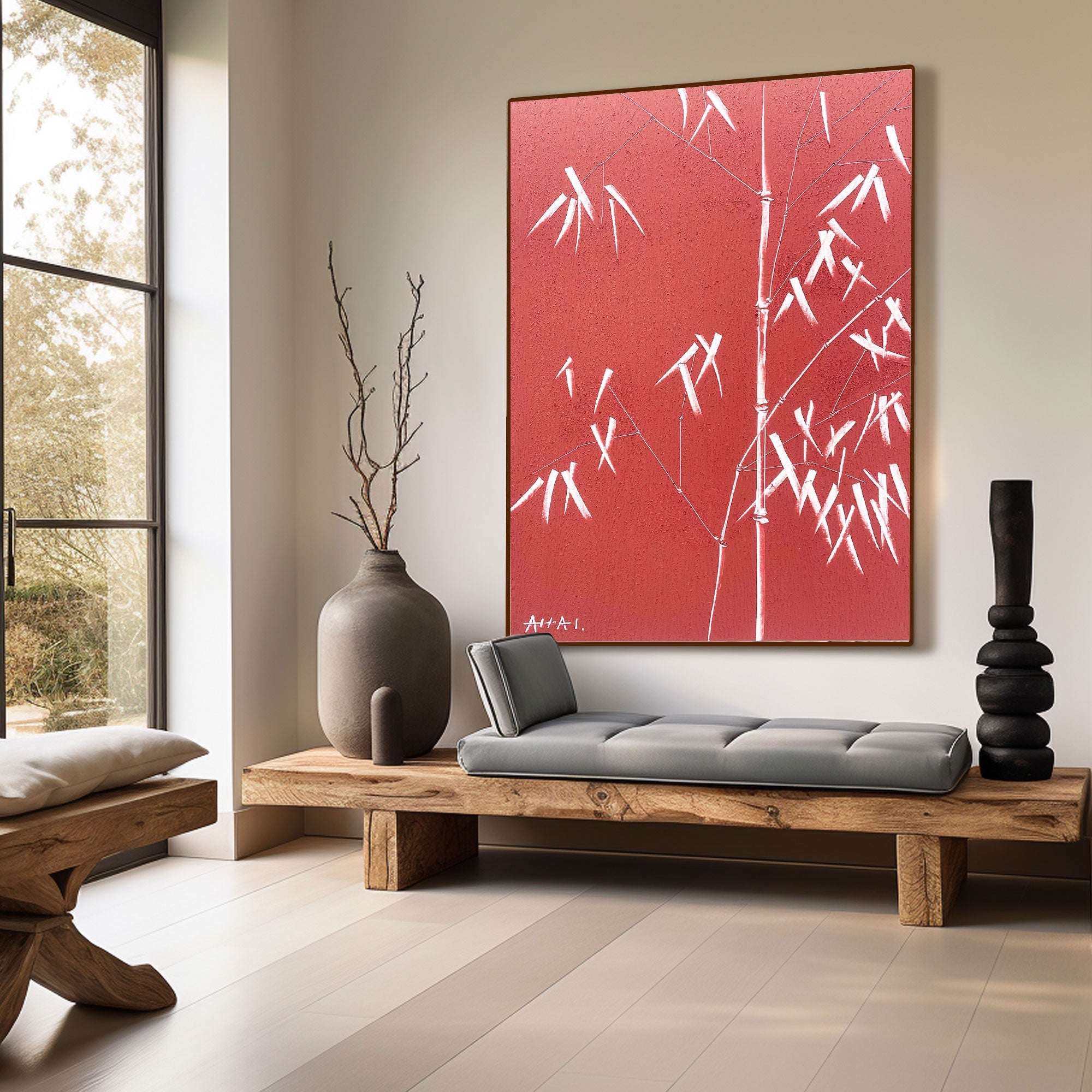 Abstract Painting "Röda Bambu”