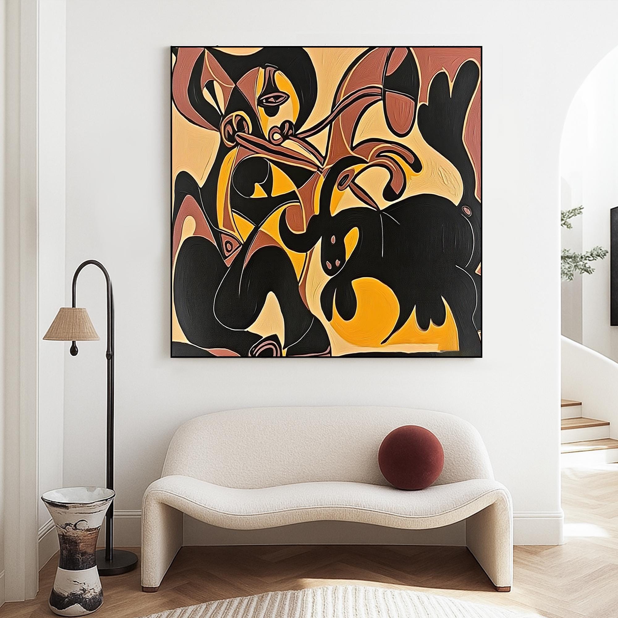 Expressionist Abstract Animal Painting on Canvas, Warm Earth Tone Figurative Wall Art, Bold Original Oil Artwork for Eclectic Modern Decor