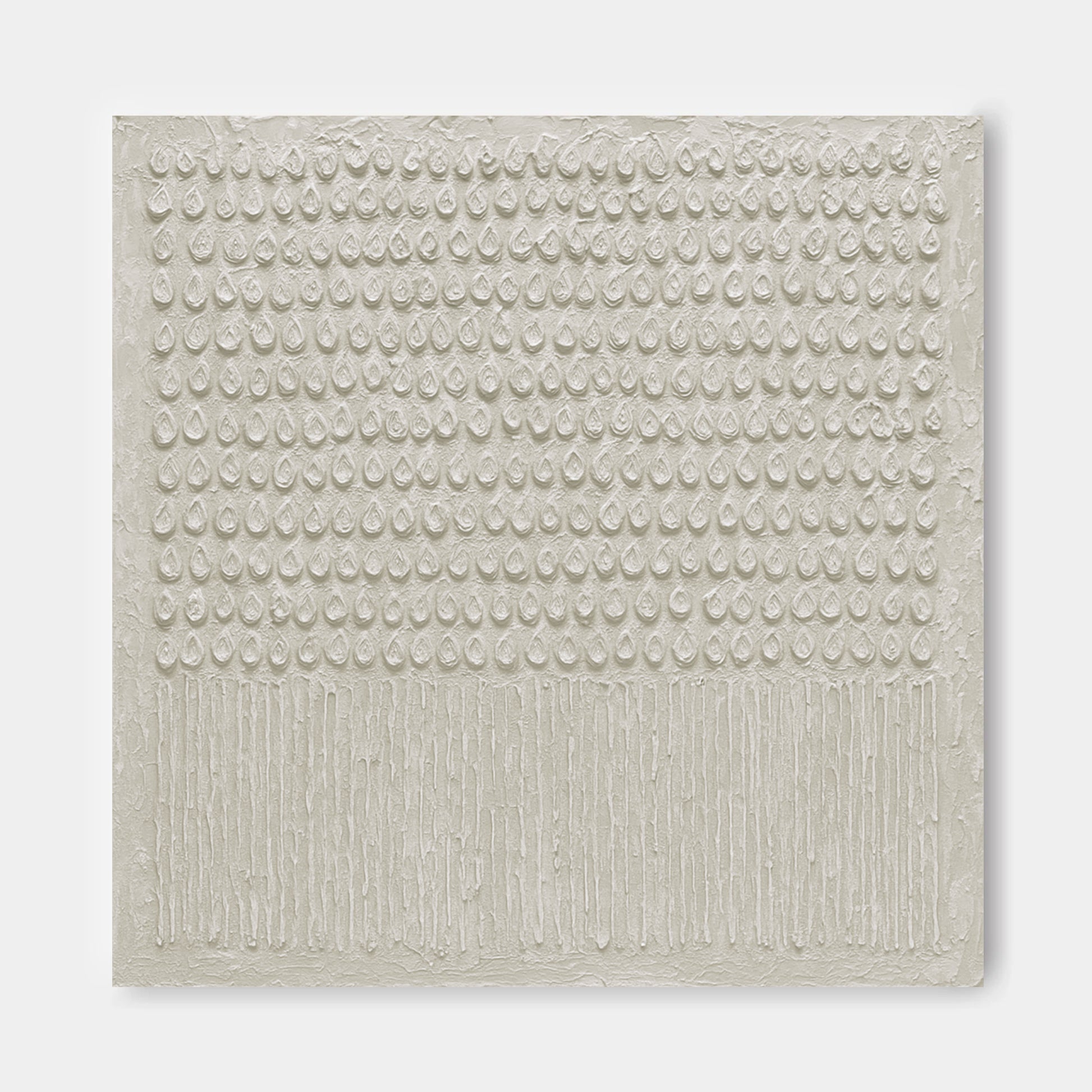 The image is a simple, minimalist artwork consisting of a repeating pattern of circles or dots on a flat surface.