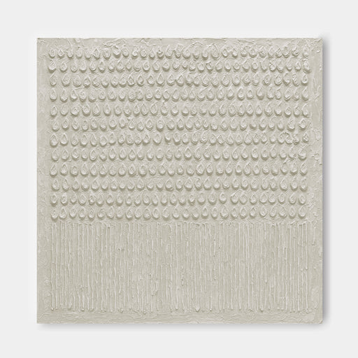The image is a simple, minimalist artwork consisting of a repeating pattern of circles or dots on a flat surface.