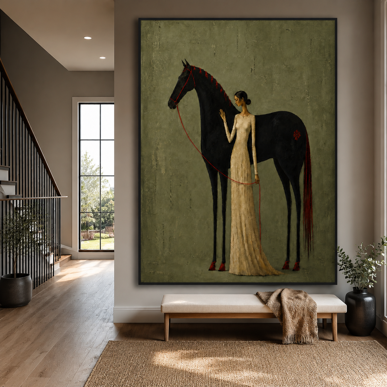 Equestrian Original Woman Horse Rider Oil Painting