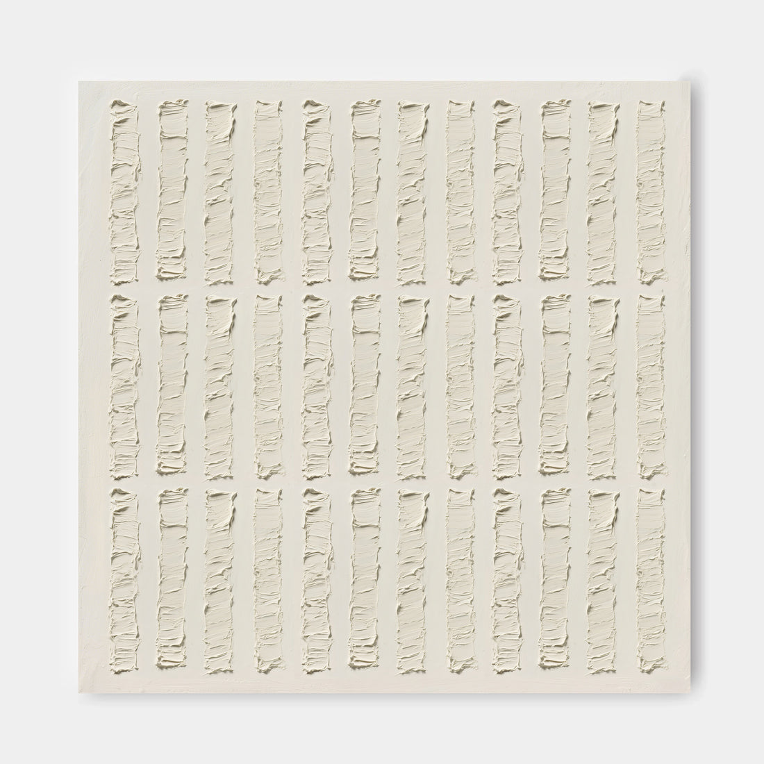 The image is a simple, minimalist artwork consisting of a repeating pattern of vertical lines on a white background.