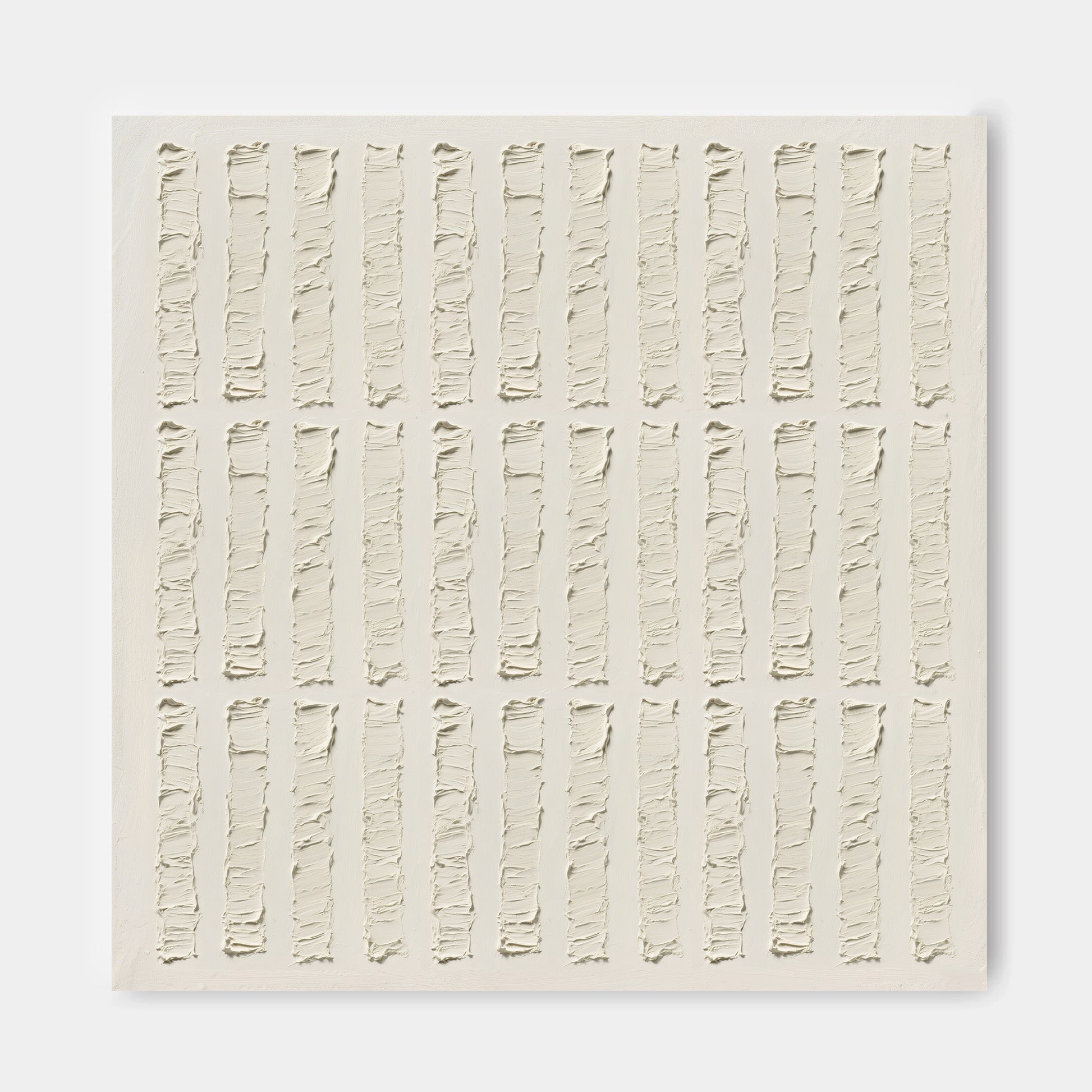 The image is a simple, minimalist artwork consisting of a repeating pattern of vertical lines on a white background.