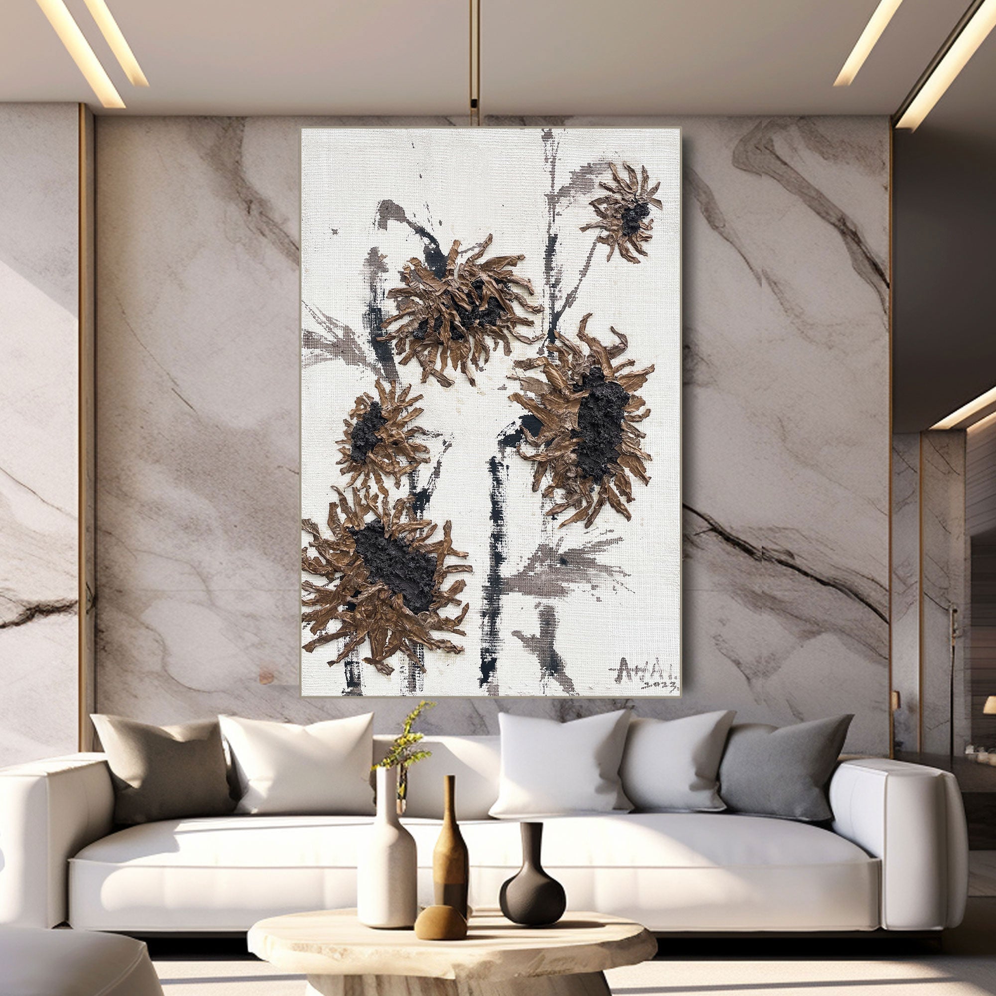 Abstract Painting "Zimowe Sloneczniki”