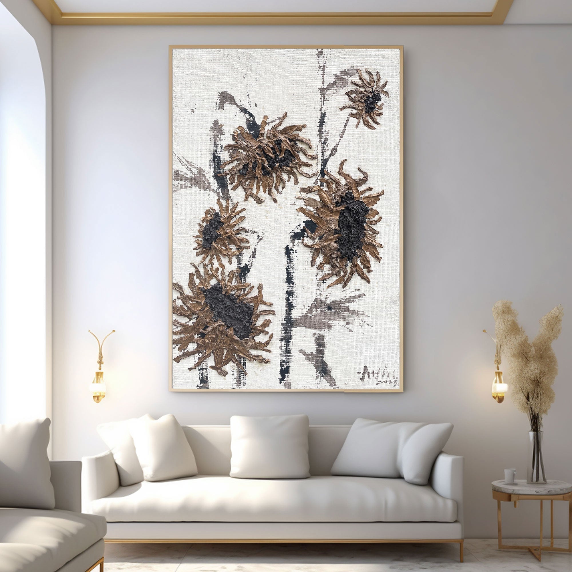 Abstract Painting "Zimowe Sloneczniki”