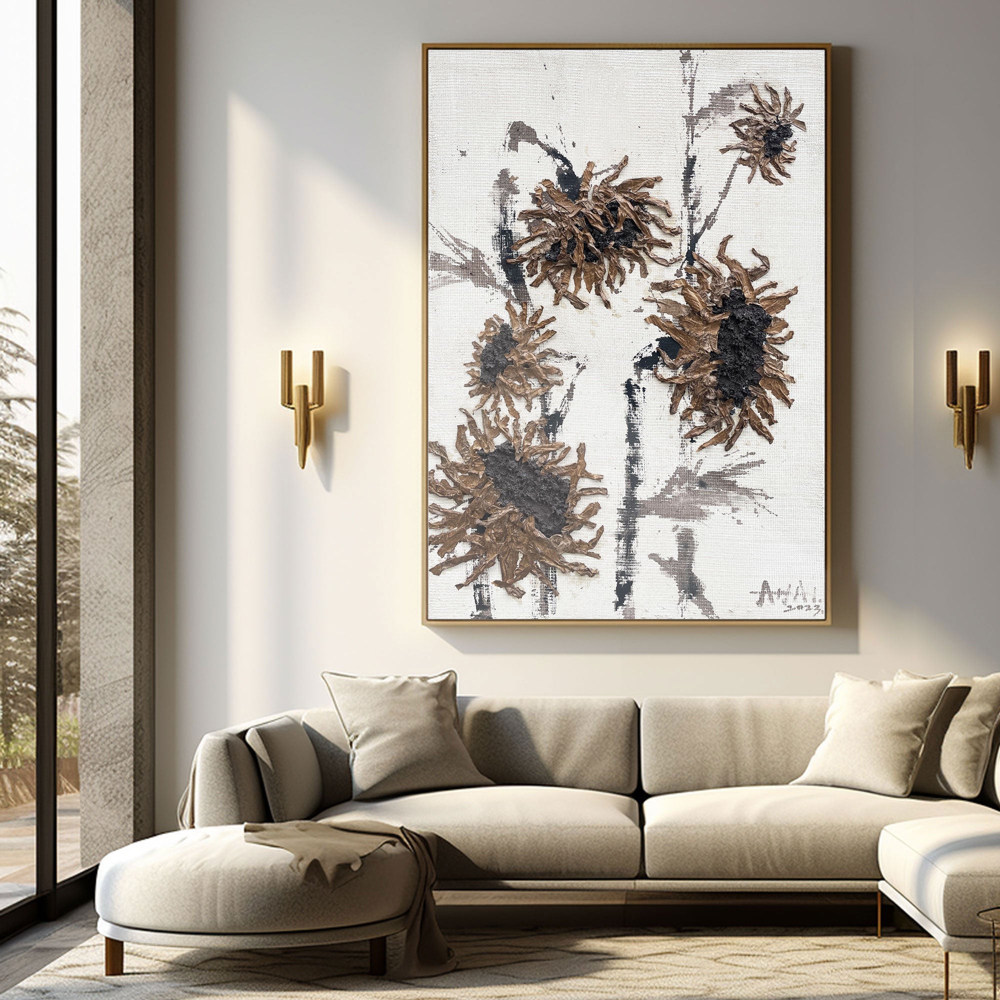 Abstract Painting "Zimowe Sloneczniki”